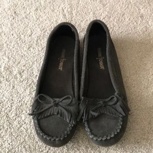 Minnetonka grey moccasins.
